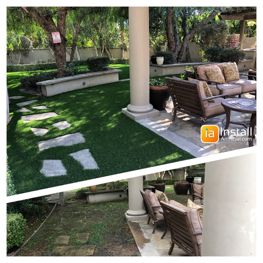 Backyard landscape design & renovation with artificial grass Gallery